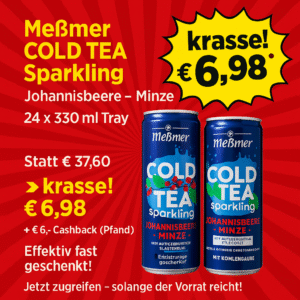 Meßmer Cold Tea Sparkling "Johannisbeere-Minze" 24 x 330 ml (Cashback € 6,- Dosenpfand)
