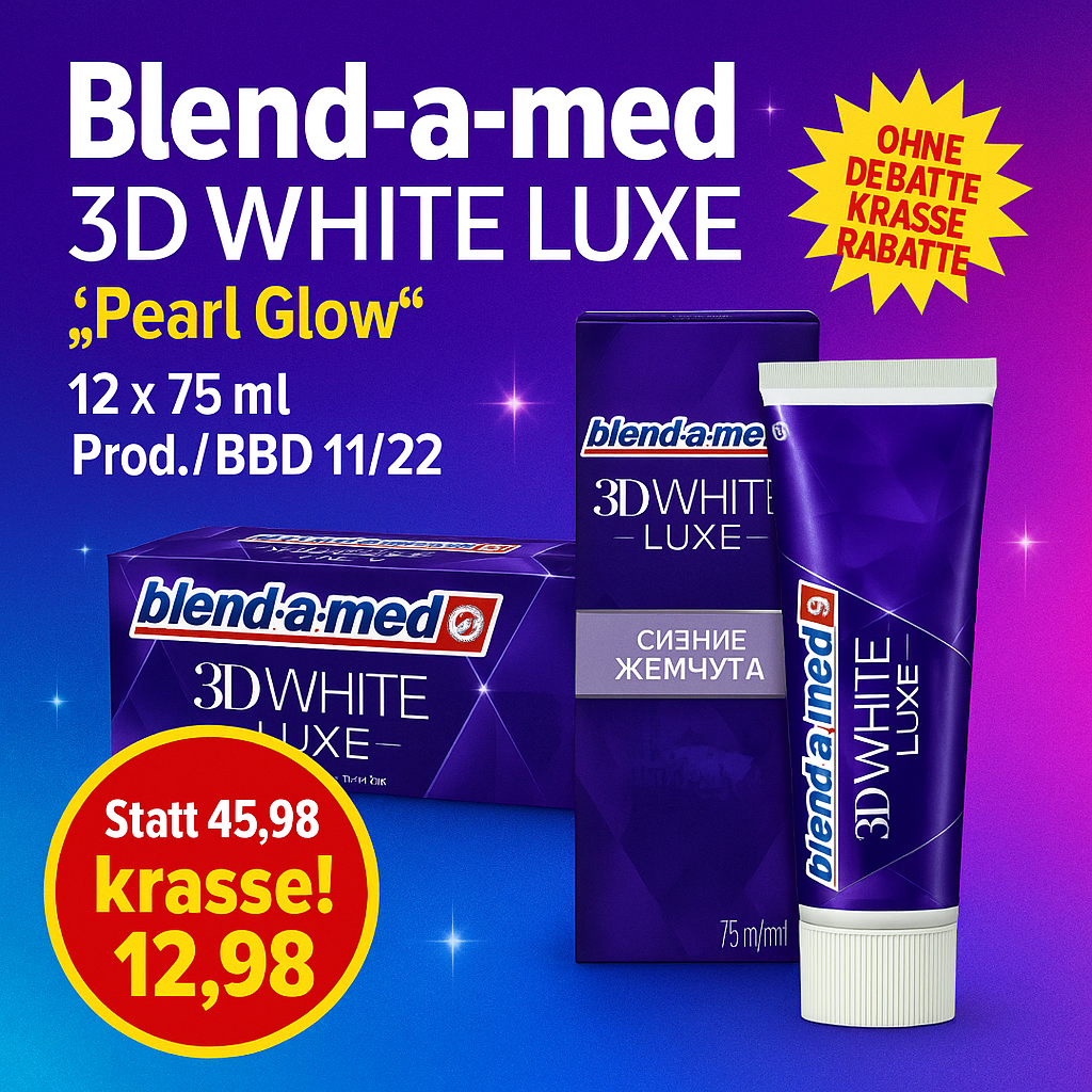 blend-a-med 3D WHITE LUXE Pearl Glow 12 x 75 ml Zahnpasta (Prod. / BBD 11/22)