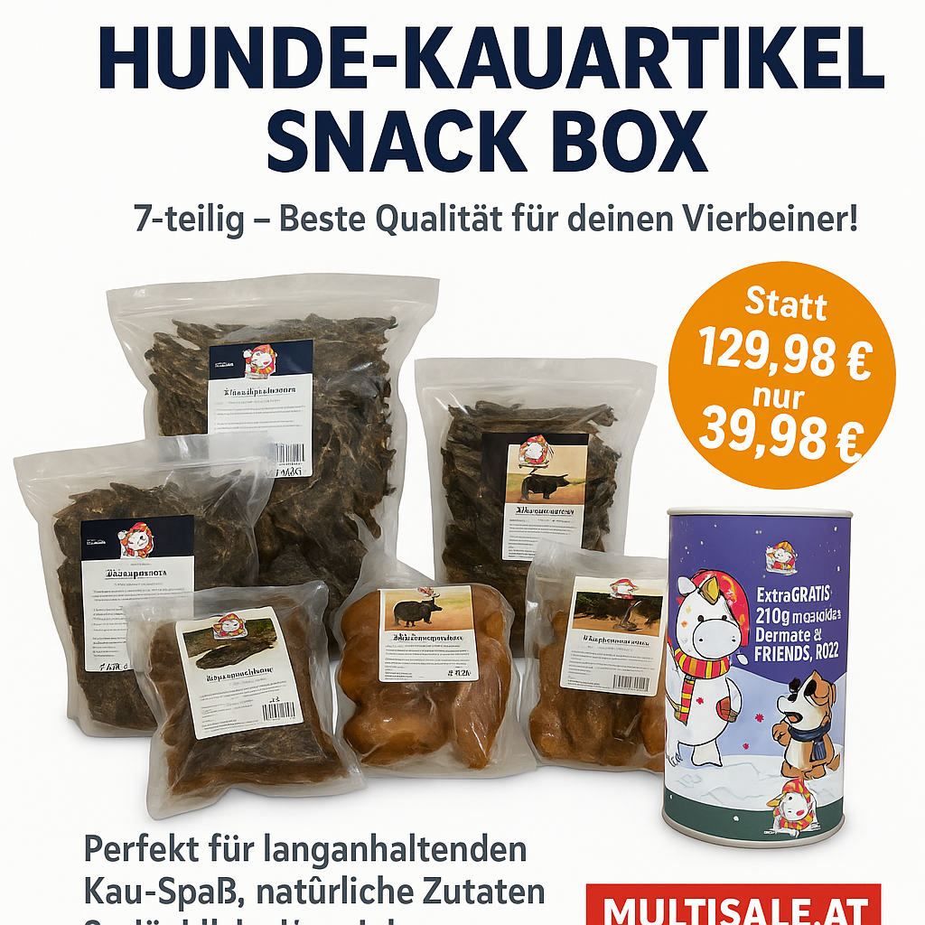 Hunde-Kauartikel / Snack XXXL Box, 7-teilige Auswahl – Premium-Qualität
