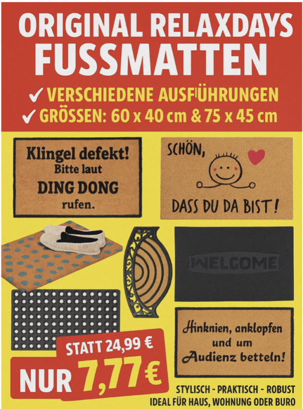 Relaxdays Fußmatten Kokos / Gummi div. Ausführungen