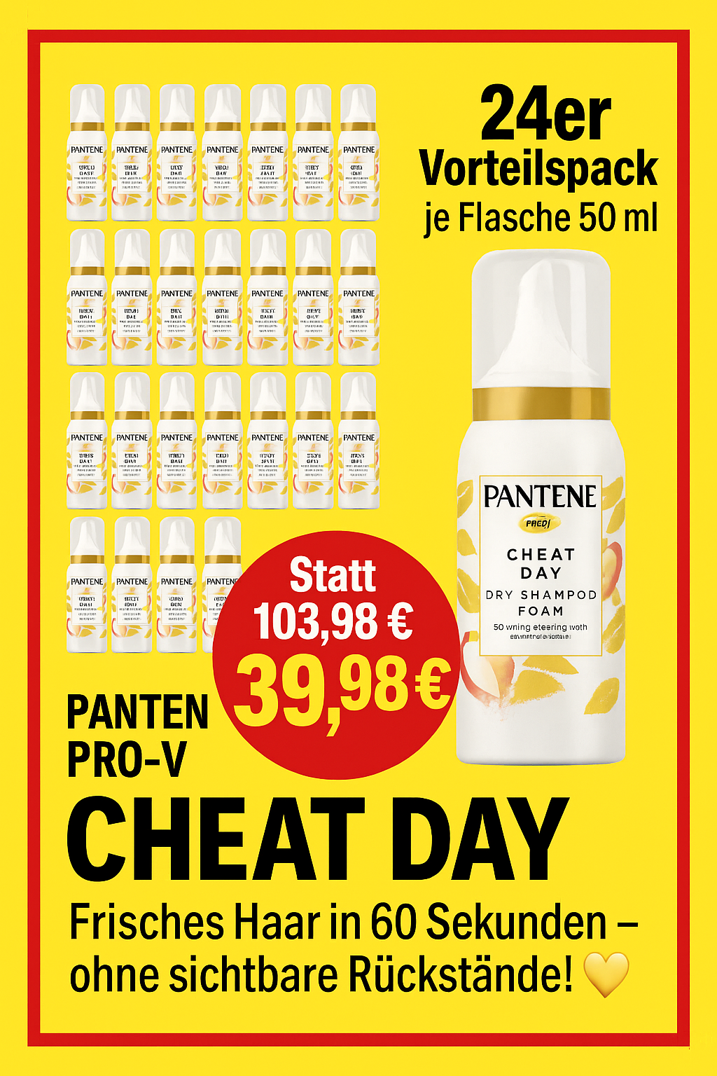 24x Trocken-Shampoo Pantene "CHEAT DAY" Schaum je 50 ml
