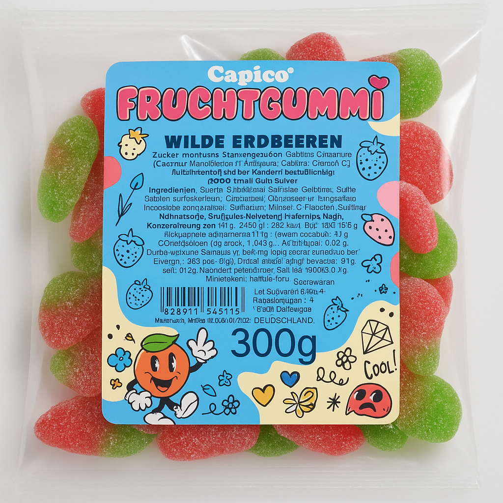 Capico Fruchtgummi "Wilde Erdbeeren" gezuckert 300g XL Beutel