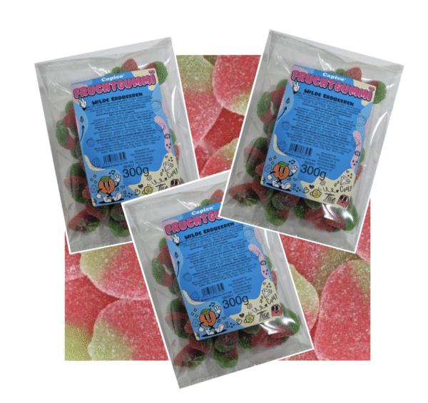 Capico Fruchtgummi "Wilde Erdbeeren" gezuckert 3 x 300g XXL Beutel