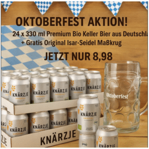 OKTOBERFEST DEAL! 24er Tray Bio helles Kellerbier "Knärzje" + Original Isar-Seidel Maßkrug