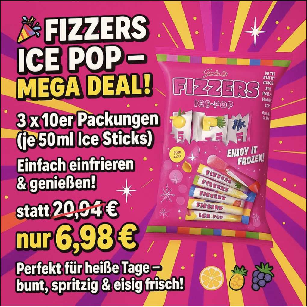 Fizzers Ice Pop 3 x 10x 50ml Ice Sticks