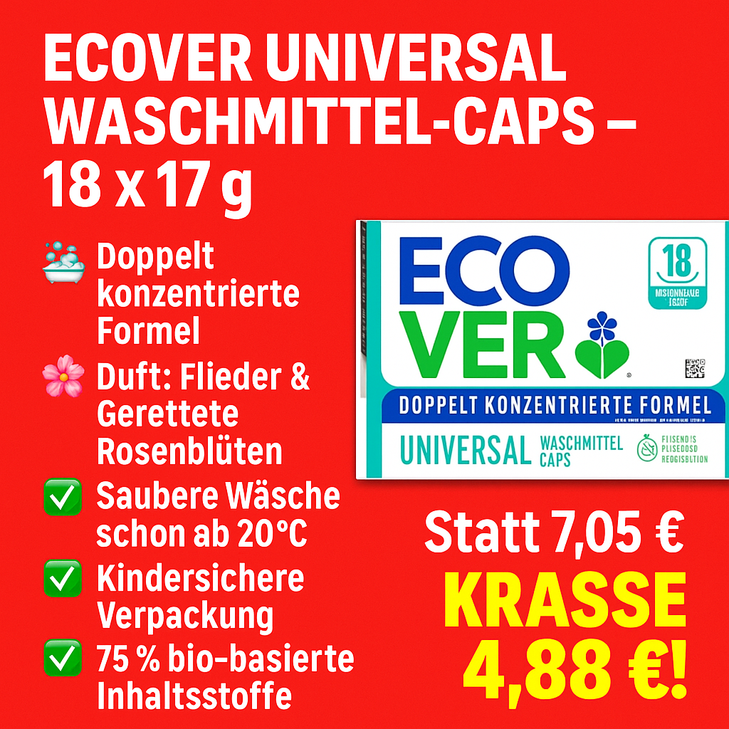 Ecover Universal Waschmittel Caps, 18 x 17 g