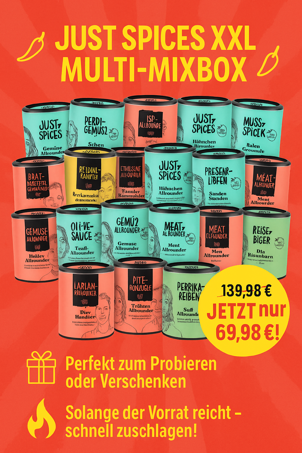 Just Spices Gewürze 25er XXL MULTI-Geschenke-MixBox 50g- 79g