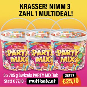 Swizzels Party Mix Tub, 3 x 785g Retro-Süßigkeiten in loser Schüttung - Vegan (Kopie)