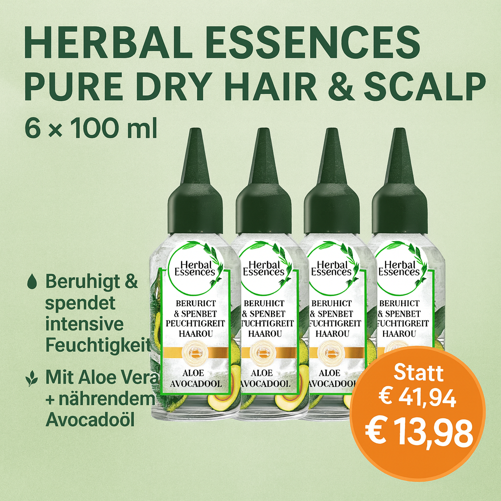 Herbal Essences Pure Renew Kopfhaut- & Haaröl mit Aloe + Avocadoöl, 6 x 100ml
