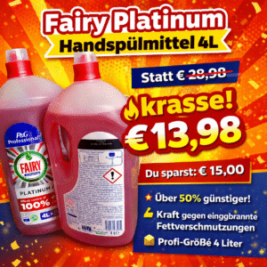 Fairy Professional Platinum Handgeschirrspülmittel, 4 L, Reinigt bis zu 55,000 Teller