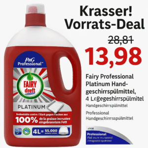 Fairy Professional Platinum Handgeschirrspülmittel, 4 L, Reinigt bis zu 55,000 Teller