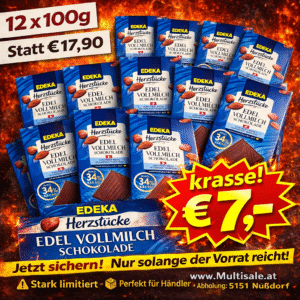 Edeka Herzstücke Edelvollmilch Schokolade 12 x 100g - MHD 09.01.2026