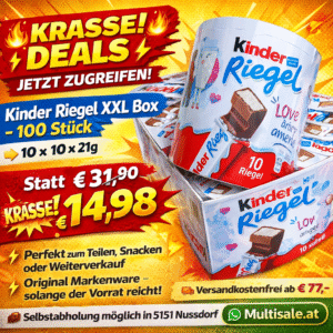Ferrero Kinder Riegel XXL Box 10 x 10x21g - 100 Riegel (MHD 24.04.2026)