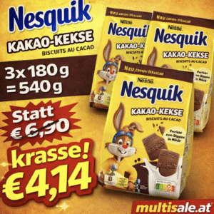 Nestlé NESQUIK Kakao-Kekse, 3er Pack (3 x 180g) MHD 05/2026