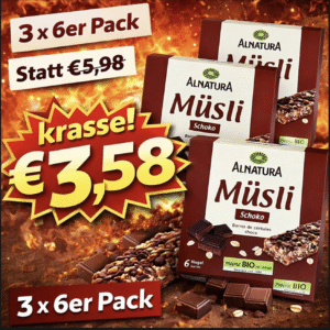 Alnatura Müsliriegel Schoko 3 x (6er-Pack) - MHD 10.05.2026