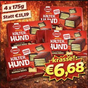 Wikana Kalter Hund Riegel 4 x 175 g - MHD 16.06.2026