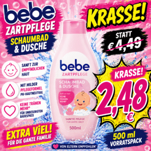 bebe Zartpflege Schaumbad & Dusche 500 ml – Sanfte Reinigung für empfindliche Haut