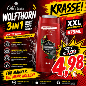 Old Spice Wolfthorn 3in1 Duschgel XXL – 675 ml | Körper, Haar & Gesicht | Wild Citrus Duft