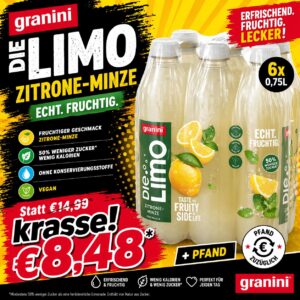 granini Die Limo Zitrone-Minze – 6 x 0,75L Inkl. DPG Pfand