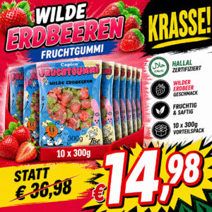Capico Fruchtgummi „Wilde Erdbeeren“ 10 x 300g Vorteilspack (Halal) - MHD Chargen 04-07.2026