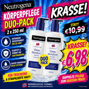 Neutrogena Deep Moisture Bodylotion Duo-Pack – 2 x 250 ml | Norwegische Formel für trockene Haut