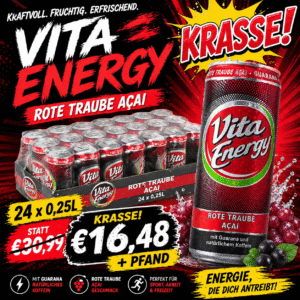 Vita Energy Rote Traube Açai – 24 x 0,25L Inkl. DPG Pfand