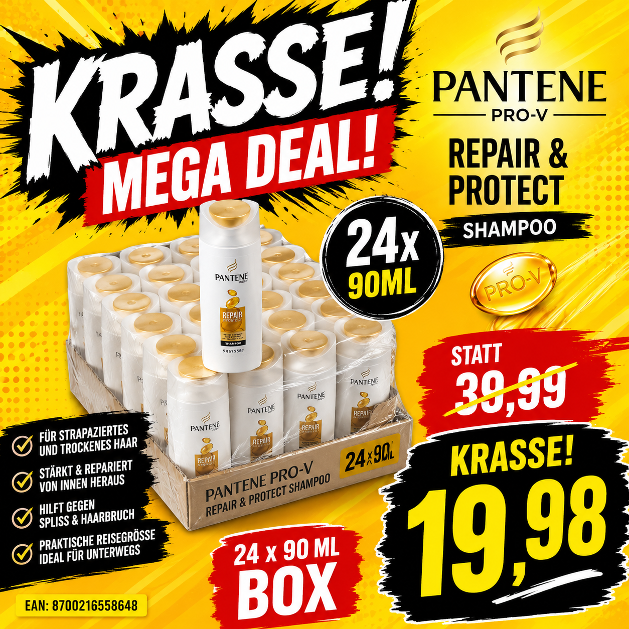 Pantene Pro-V Repair & Protect Shampoo Box – 24 x 90ml