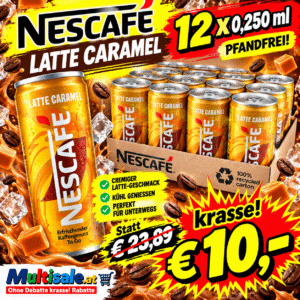 NESCAFÉ Latte Caramel – Ready to Drink Kaffee-Genuss 12 x 0,25l Tray - MHD Chargen 11/12.2026