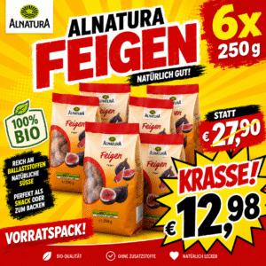 Alnatura Bio Feigen – Sonnengereifte Trockenfrüchte 6 x 250g - MHD Chargen 05-10/2026