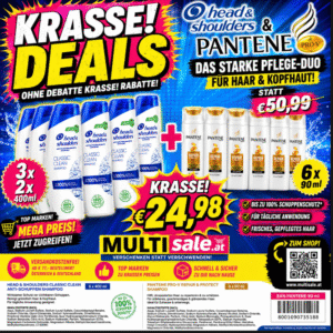 Head & Shoulders + Pantene Pro-V Pflege-Duo – 6 x 400 ml + 6 x 90 ml Shampoo MULTI-Spar-BOX