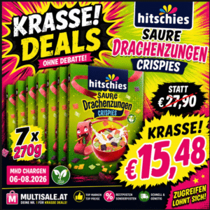 Hitschies Saure Drachenzungen Crispies XXL Sparpaket – 7 x 270 g - MHD Chargen 06-08.2026