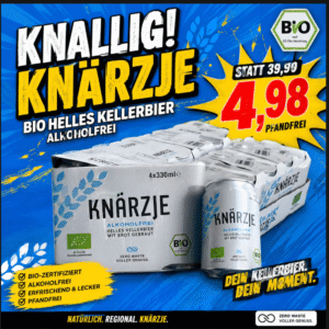 Original Knärzje Bio Kellerbier Alkoholfrei 24 × 330 ml | MHD 15.09.2024 | PFANDFREI