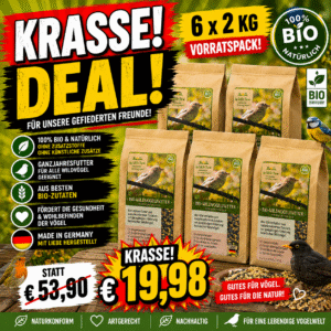 BIO-Wildvogelfutter Körnerfrocce – 6 × 2 kg Vorratspack