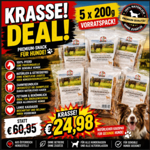 Sissi & Franz Pferdesehnen – Premium Kausnack für Hunde | 5 × 200 g - MHD Chargen 08-12.2026