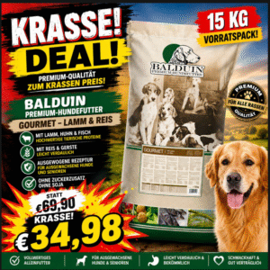 Balduin Premium-Hundefutter Gourmet – Lamm & Reis | 15 kg - MHD Chargen 08-12.2026