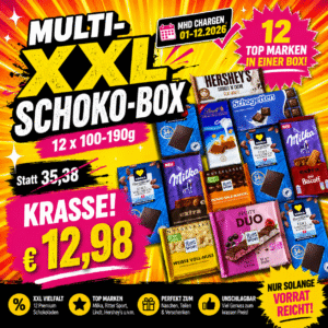 MULTI-XXL-Schoko-Box – 12 x 90–190 g | Marken-Schokolade | MHD-Chargen 01–12.2026