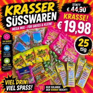 Süßwaren-MULTI-Mega-Mix – 25-tlg. bunter Naschmix mit Marken-Süßwaren - MHD Chargen 01-12.2026